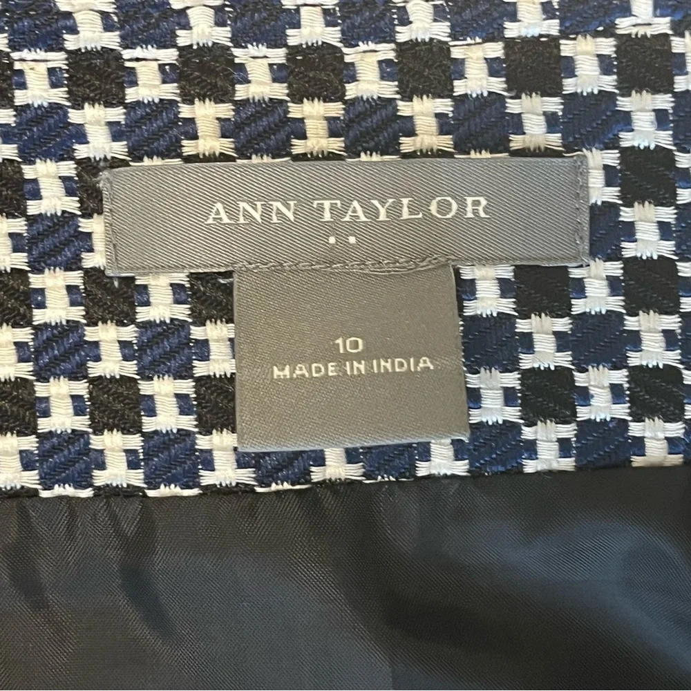 Ann Taylor Women's Black and Blue Plaid Pencil Office Skirt Size 10-Fall Winter - Picture 7 of 12
